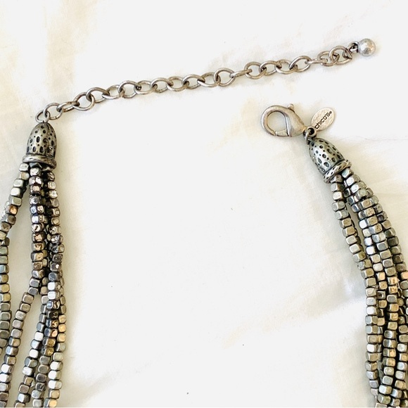 Chico’s Vintage Necklace Cercello Hammered Multi-Strand Silver Tone - Picture 7 of 11